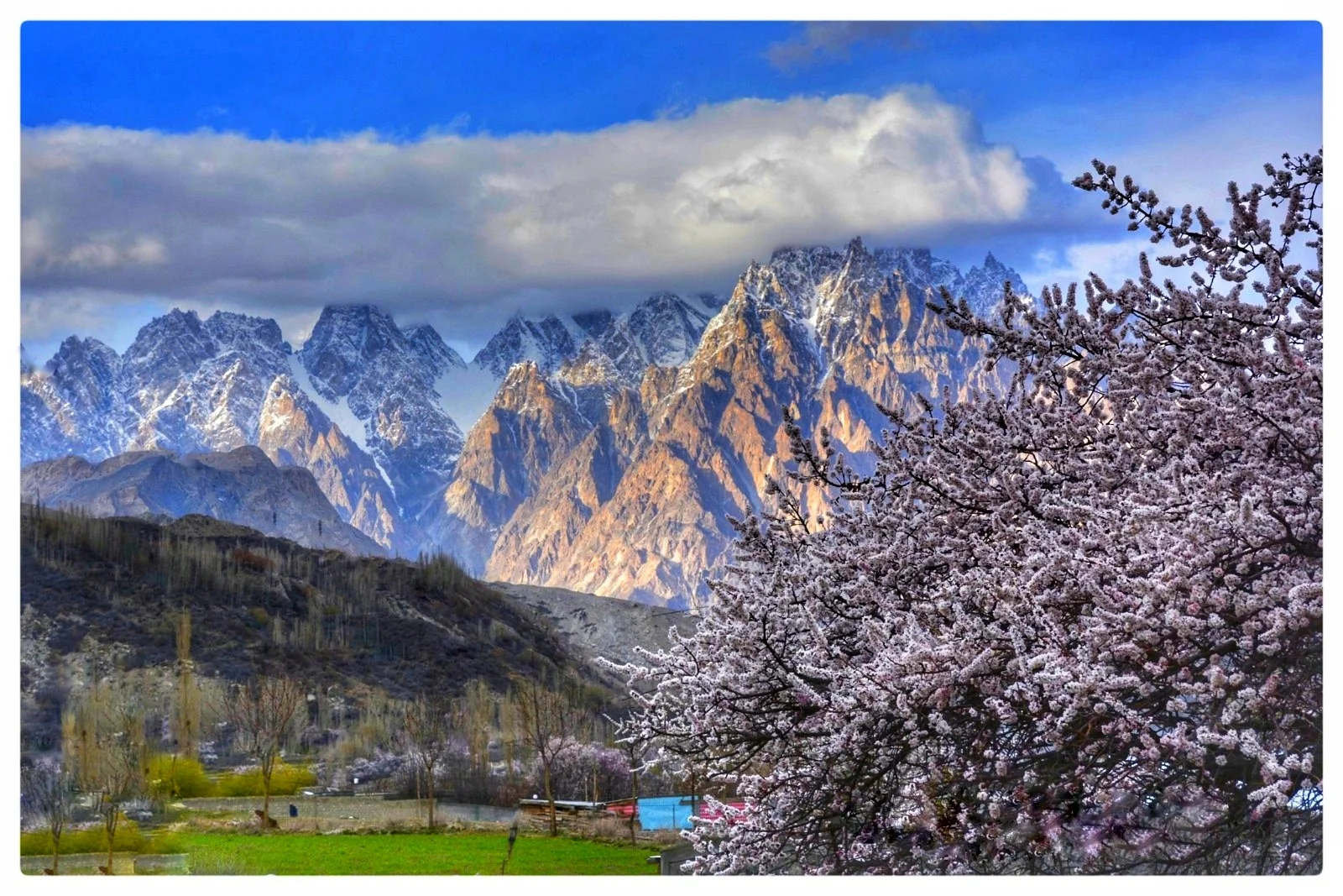 Passu Cones View from Gulmit Gojal in Spring Season